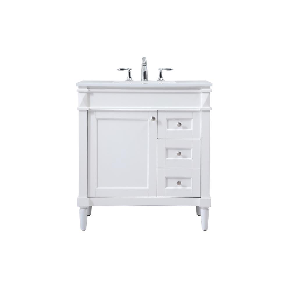 32 inch Single bathroom vanity in white. Picture 1