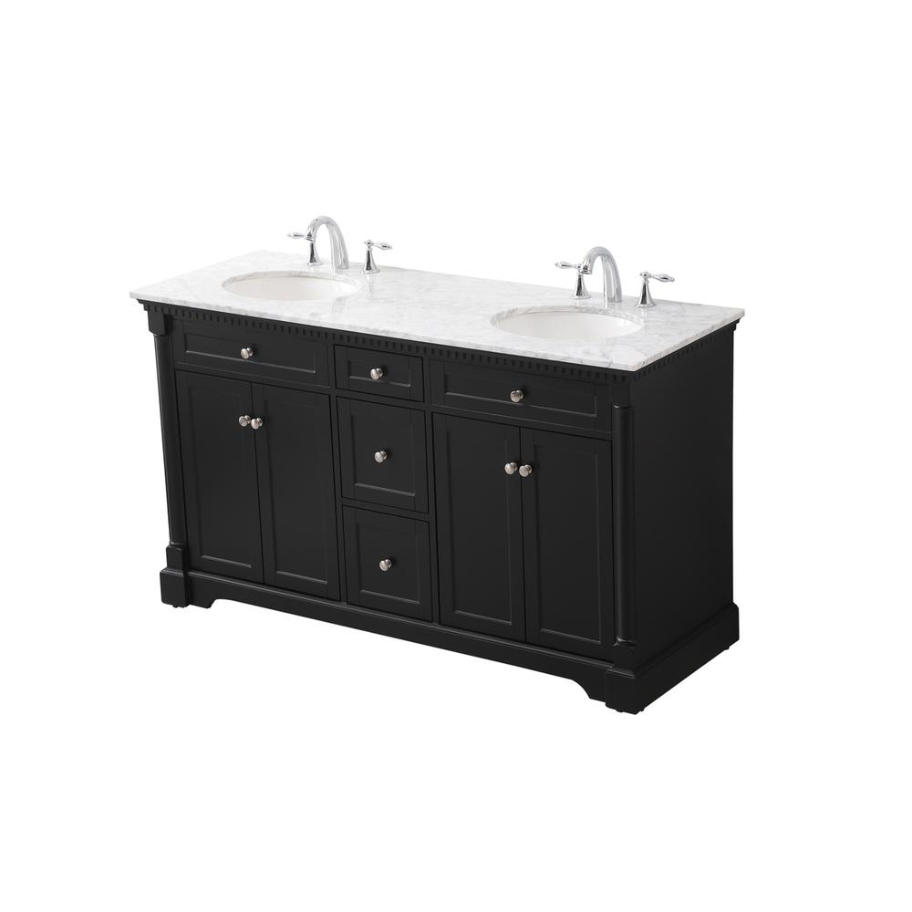 60 inch double bathroom vanity set in black. Picture 8