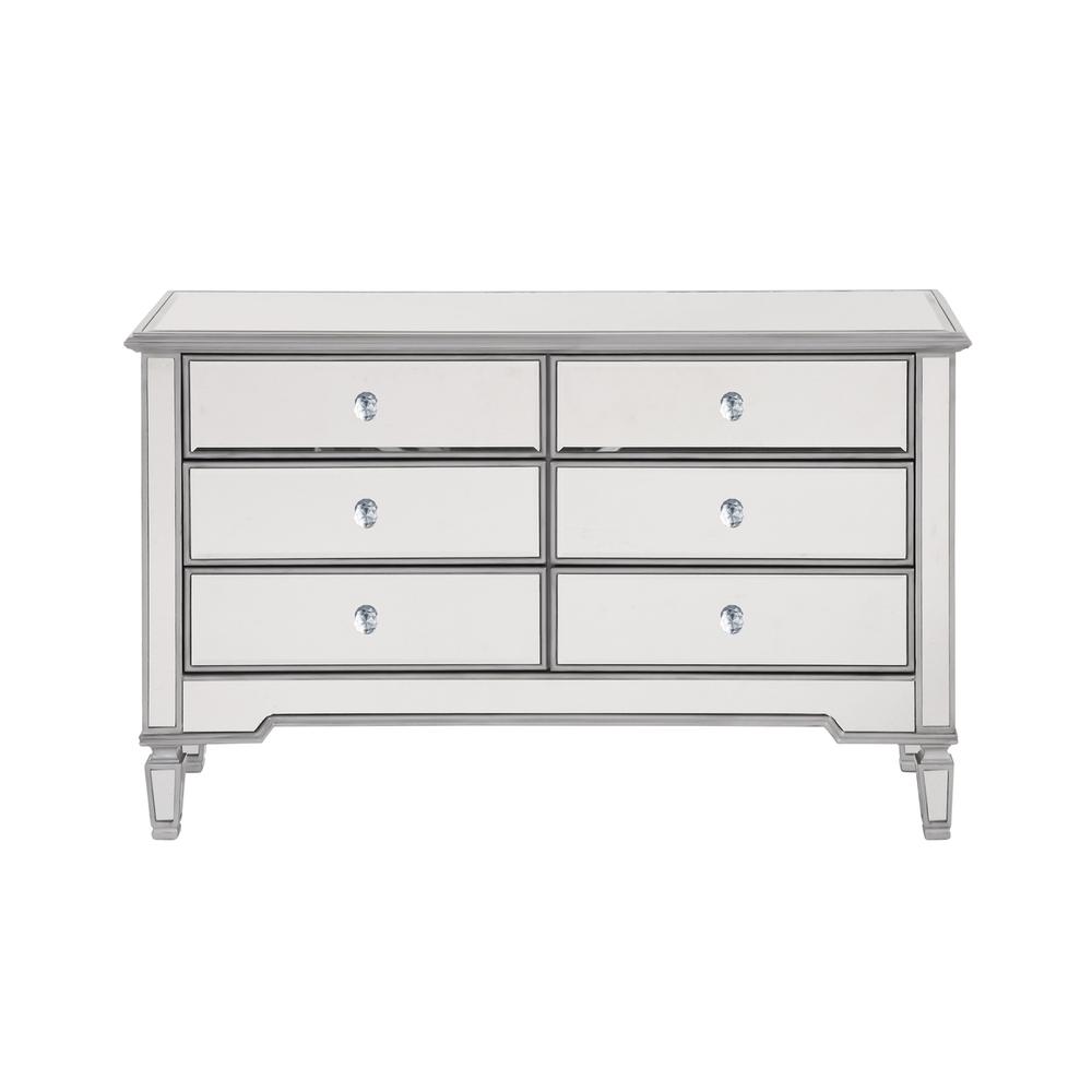 6 Drawer Dresser 48 in. x 18 in. x 32 in. in silver paint. Picture 1