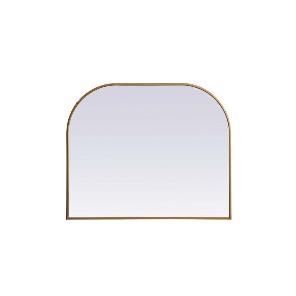 Metal Frame Arch Mirror 36x30 Inch in Brass. Picture 1