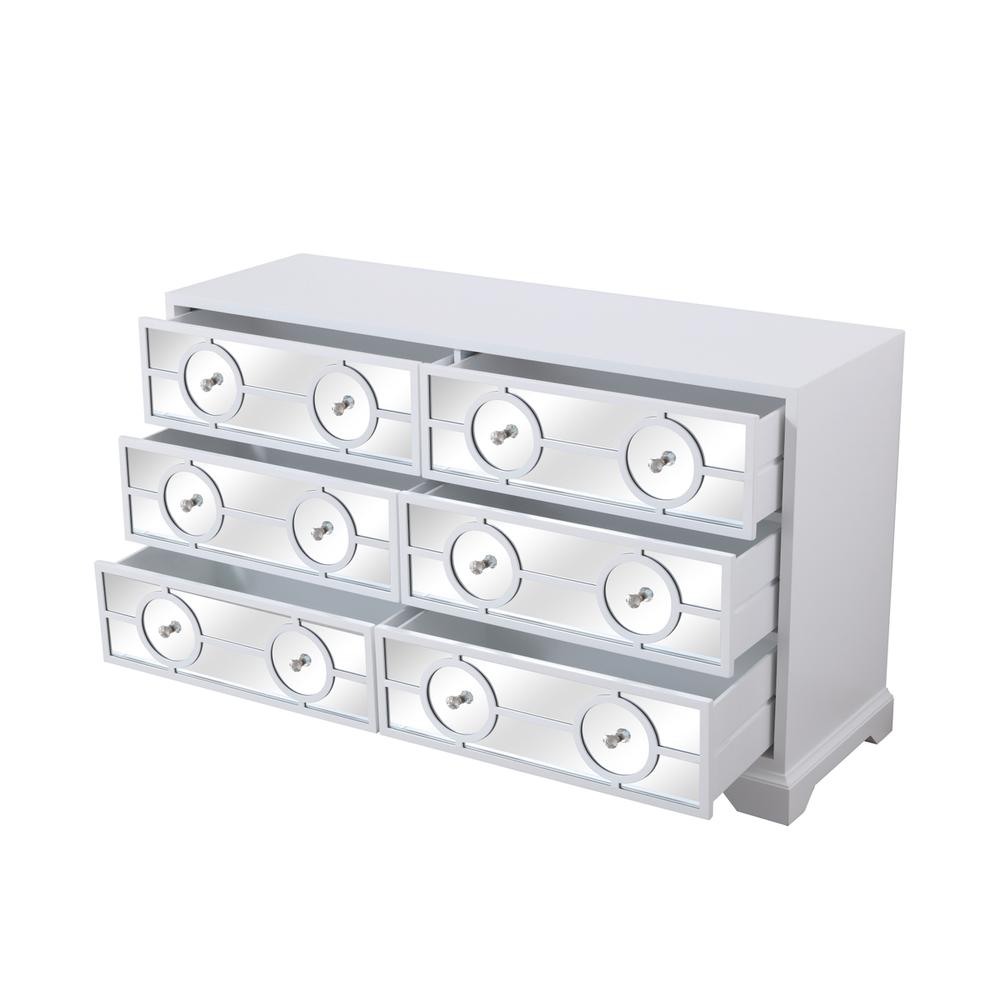 60 in. mirrored six drawer cabinet in white. Picture 6