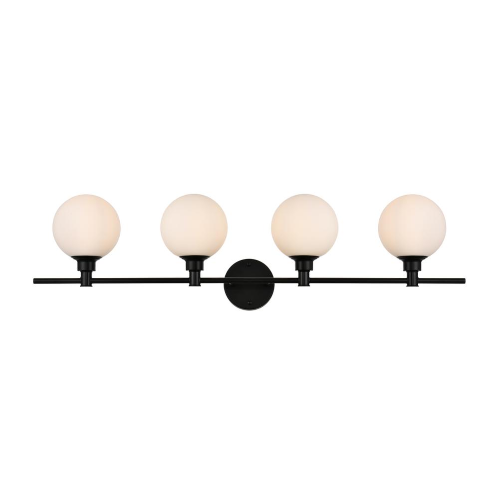 Cordelia 4 light Black and frosted white Bath Sconce. Picture 1