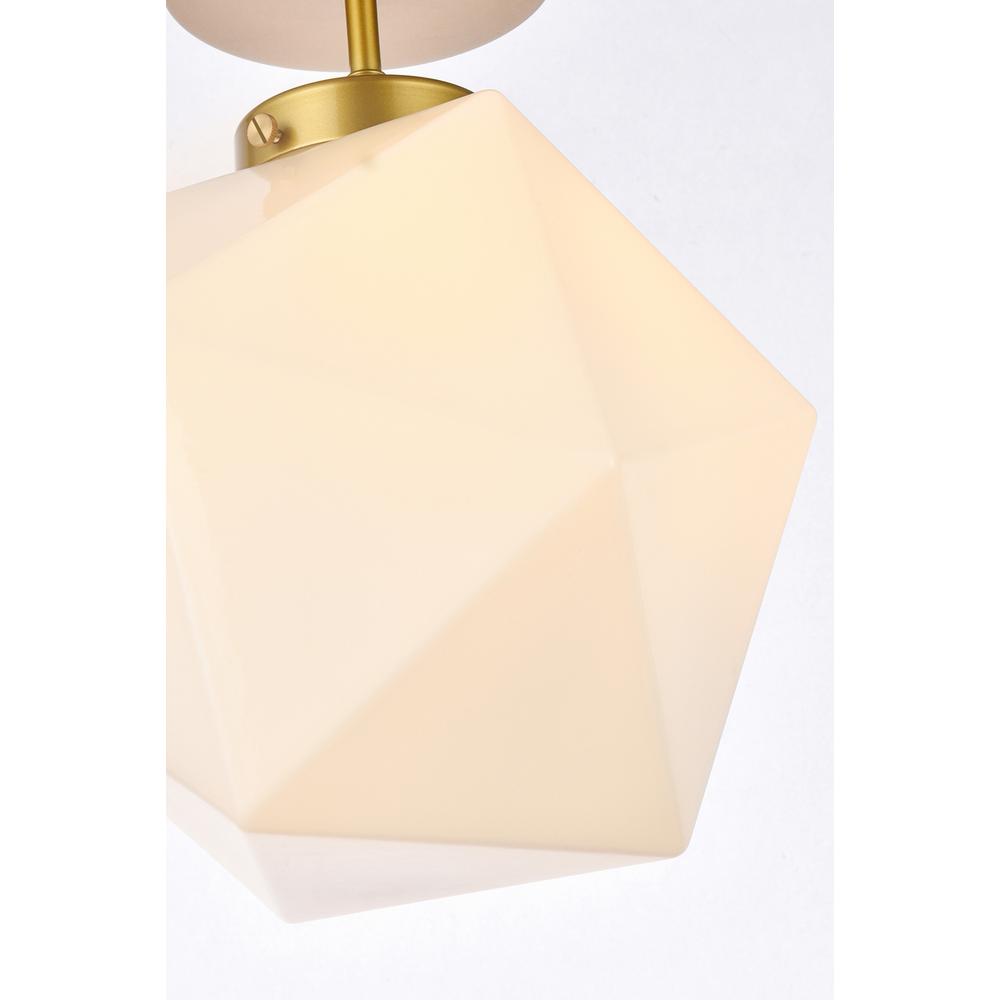 Lawrence 1 light brass and white glass flush mount. Picture 3