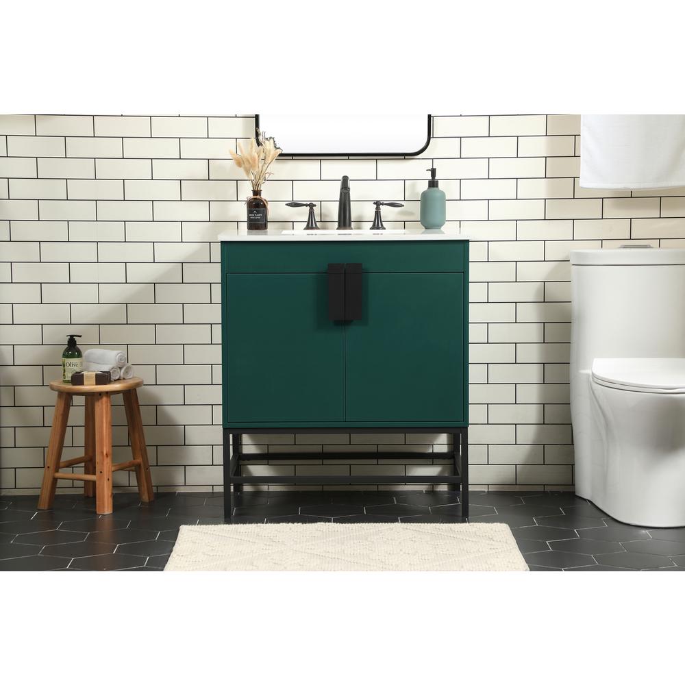 30 inch Single bathroom vanity in green. Picture 14
