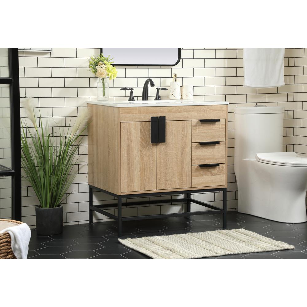 32 inch Single bathroom vanity in mango wood. Picture 2