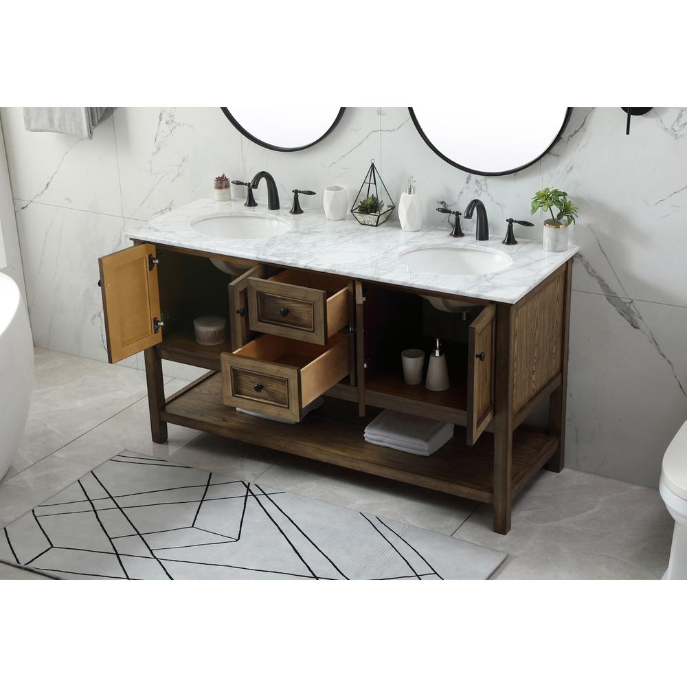 60 inch double bathroom vanity in driftwood. Picture 3