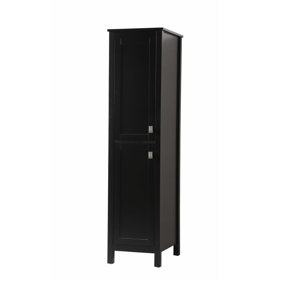 16 Inch Wide Bathroom Linen Storage Freestanding Cabinet In Black. Picture 2