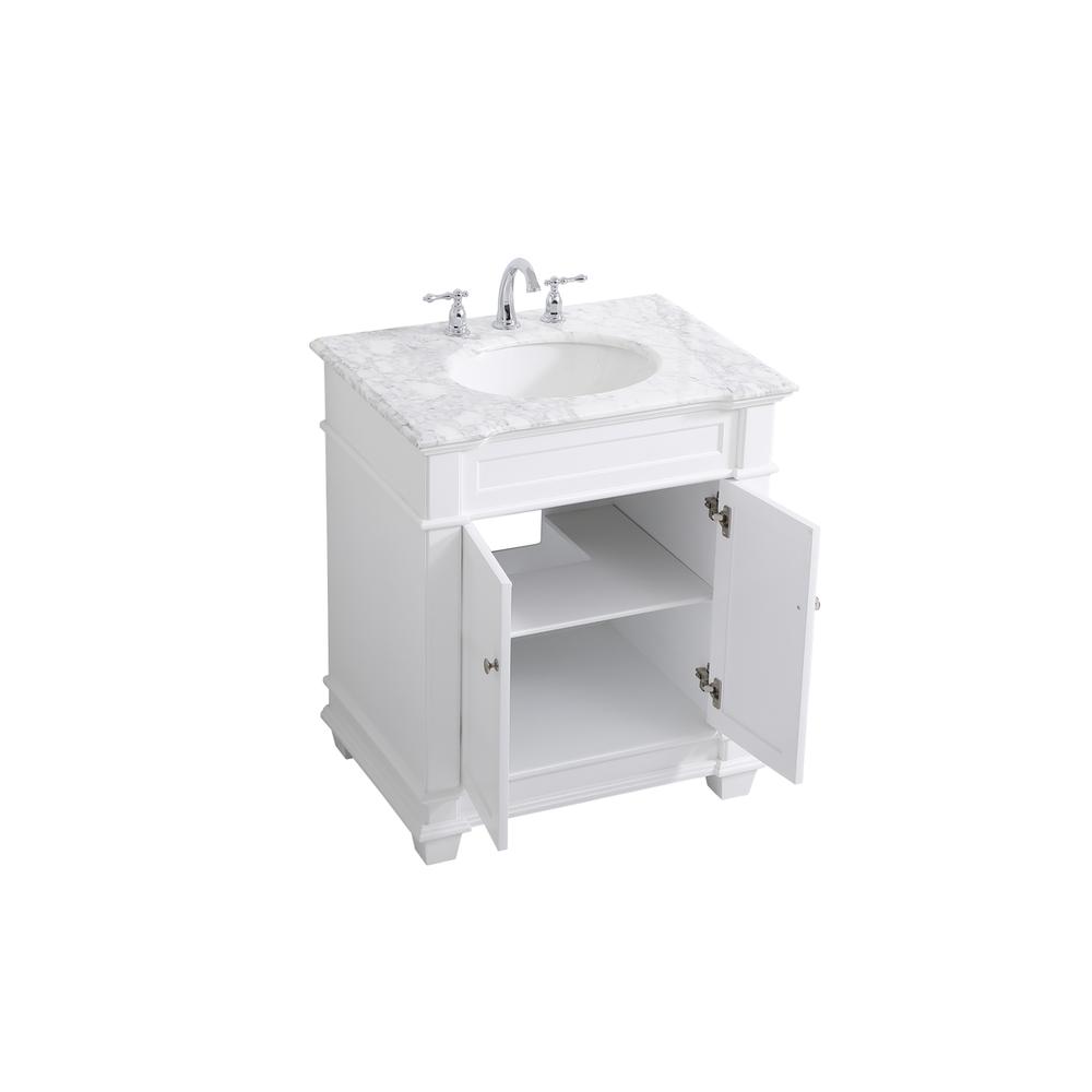 30 inch Single Bathroom Vanity set in White. Picture 9