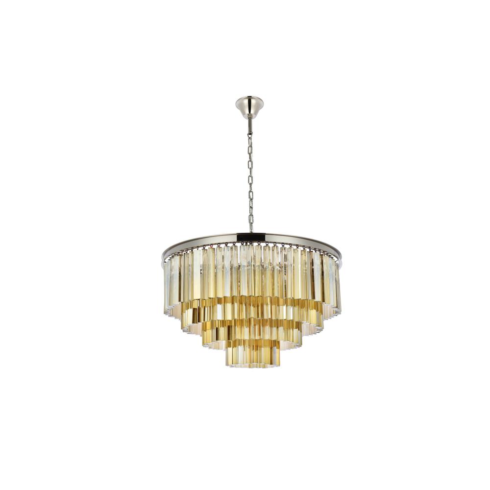 Sydney 17 light polished nickel Chandelier Golden Teak (Smoky) Royal Cut Crystal. Picture 6