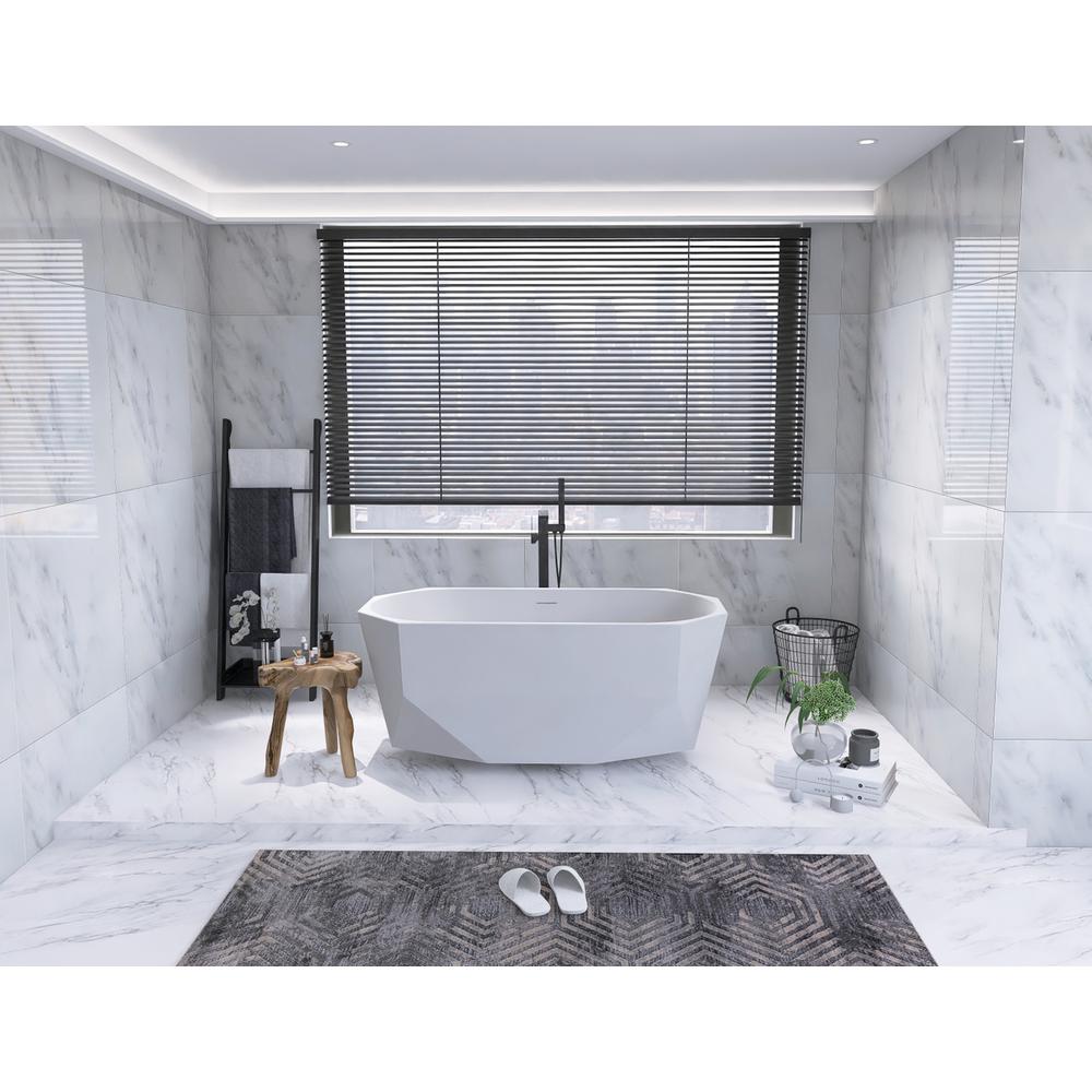 59 inch soaking diamond style bathtub in glossy white. Picture 14