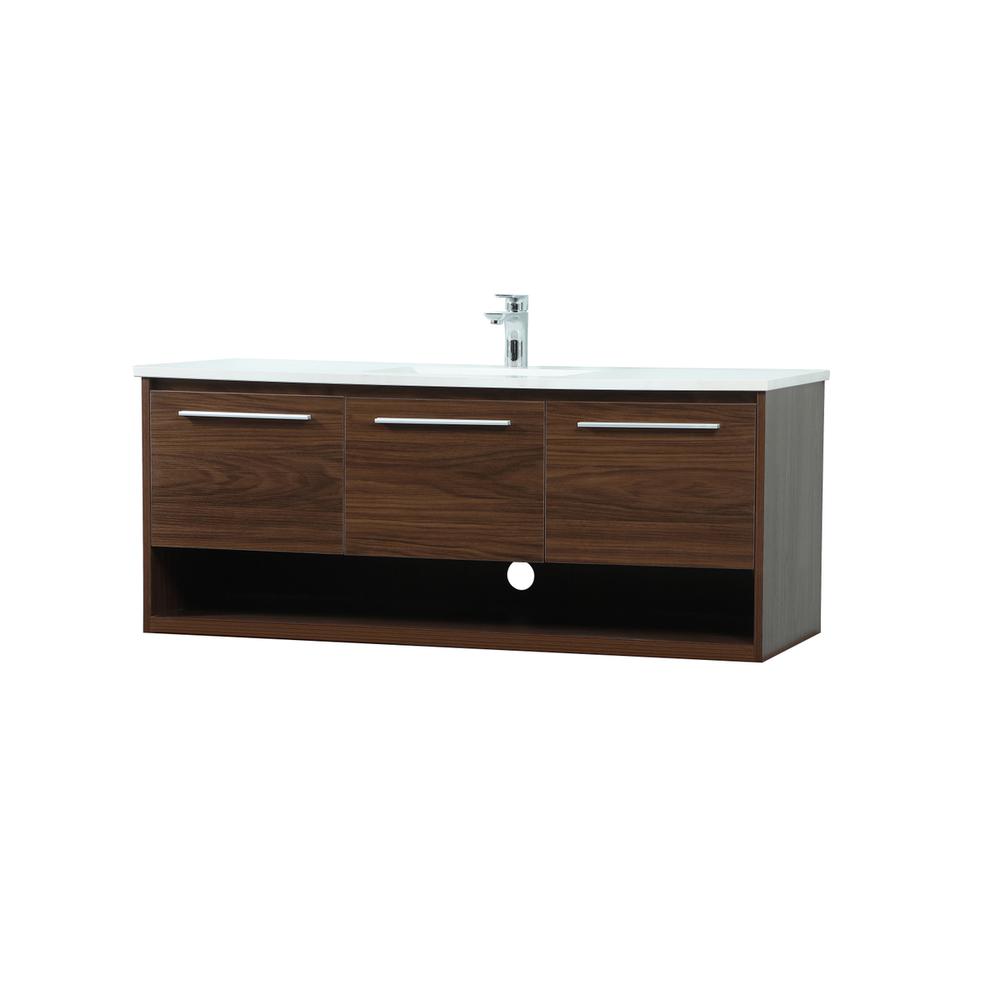 48 inch Single bathroom vanity in walnut. Picture 7