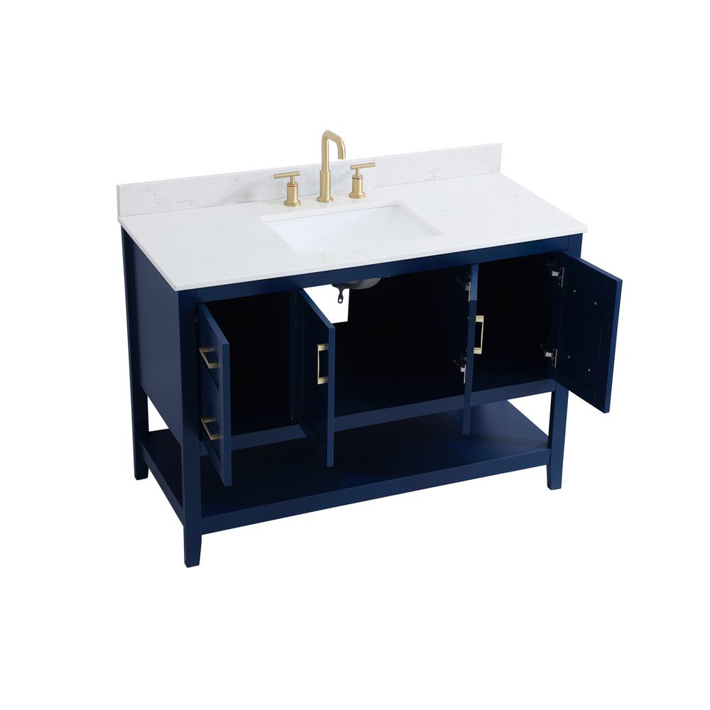 48 inch Single Bathroom Vanity in Blue with Backsplash. Picture 9