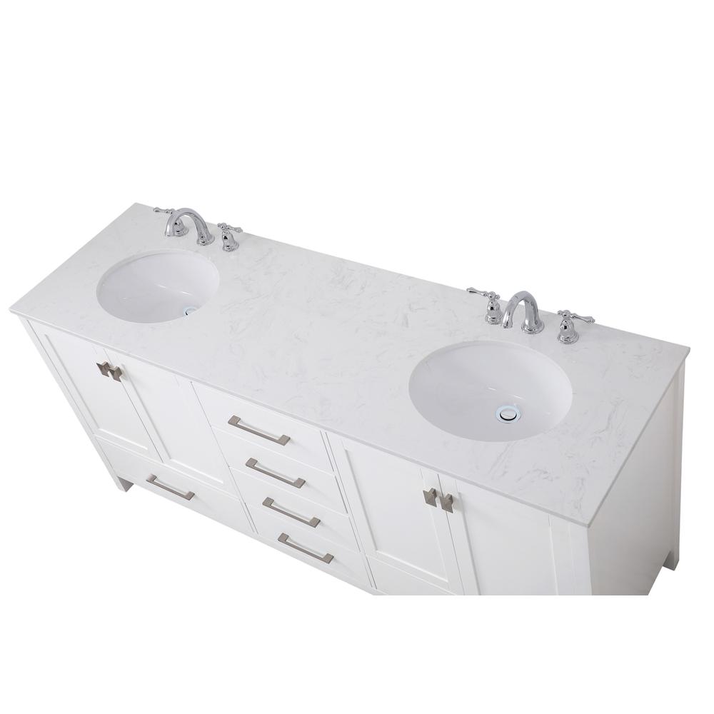 72 inch Double Bathroom Vanity in White. Picture 6