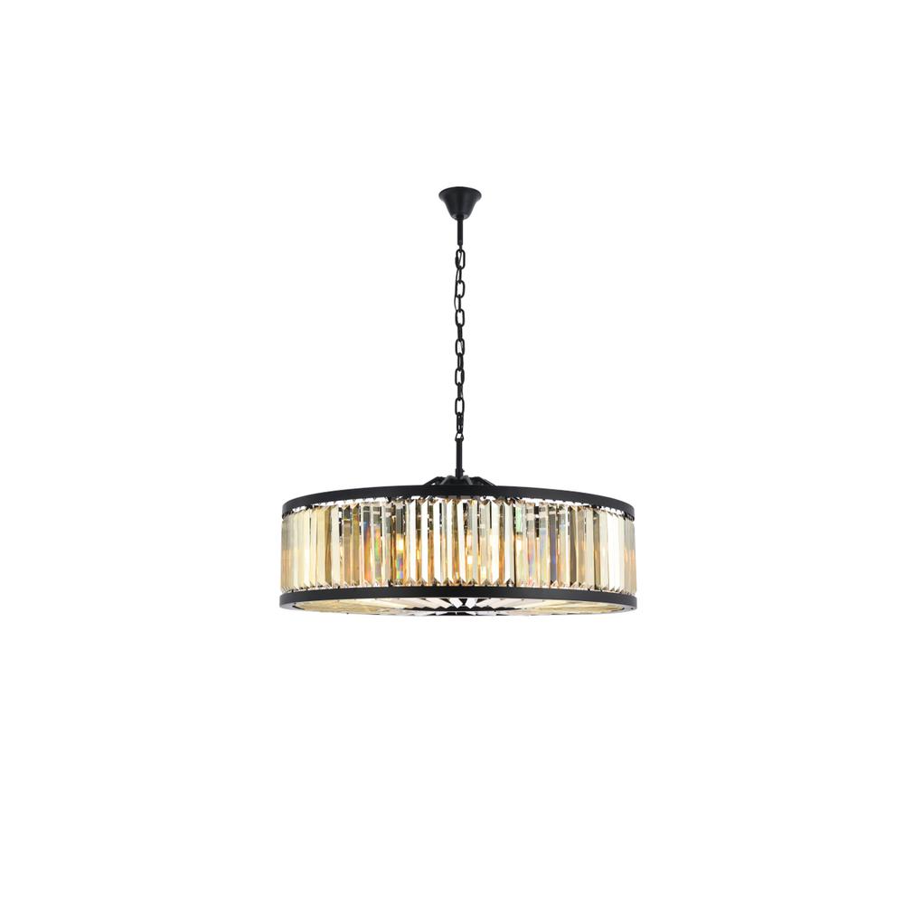 Chelsea 10 light Matte Black Chandelier Golden Teak (Smoky) Royal Cut Crystal. Picture 1