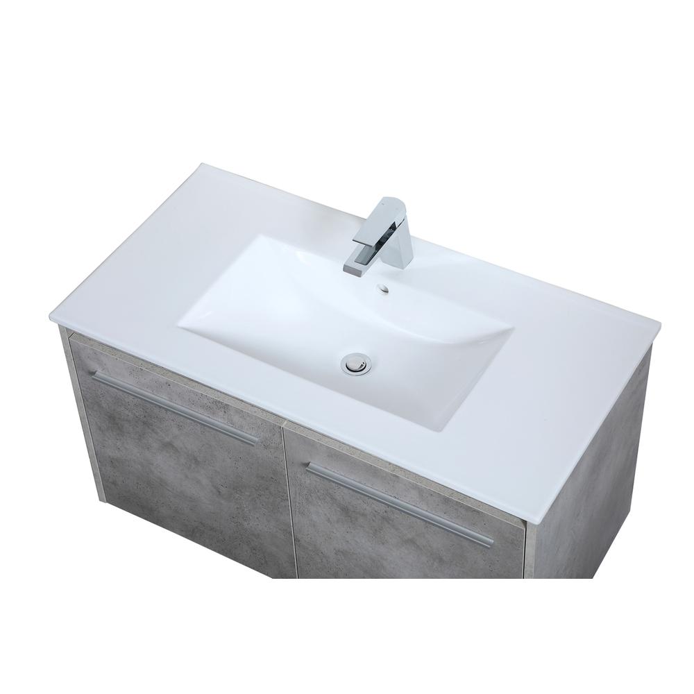 36 inch  Single Bathroom Floating Vanity in Concrete Grey. Picture 9