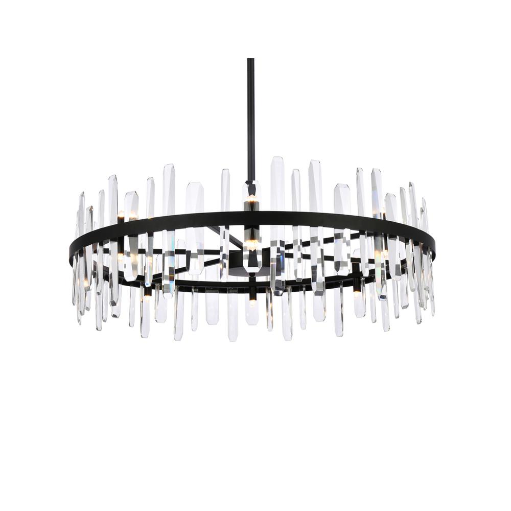 Serena 36 inch crystal round chandelier in black. Picture 2