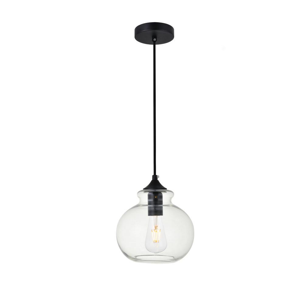 Destry 1 Light Black Pendant With Clear Glass. Picture 1
