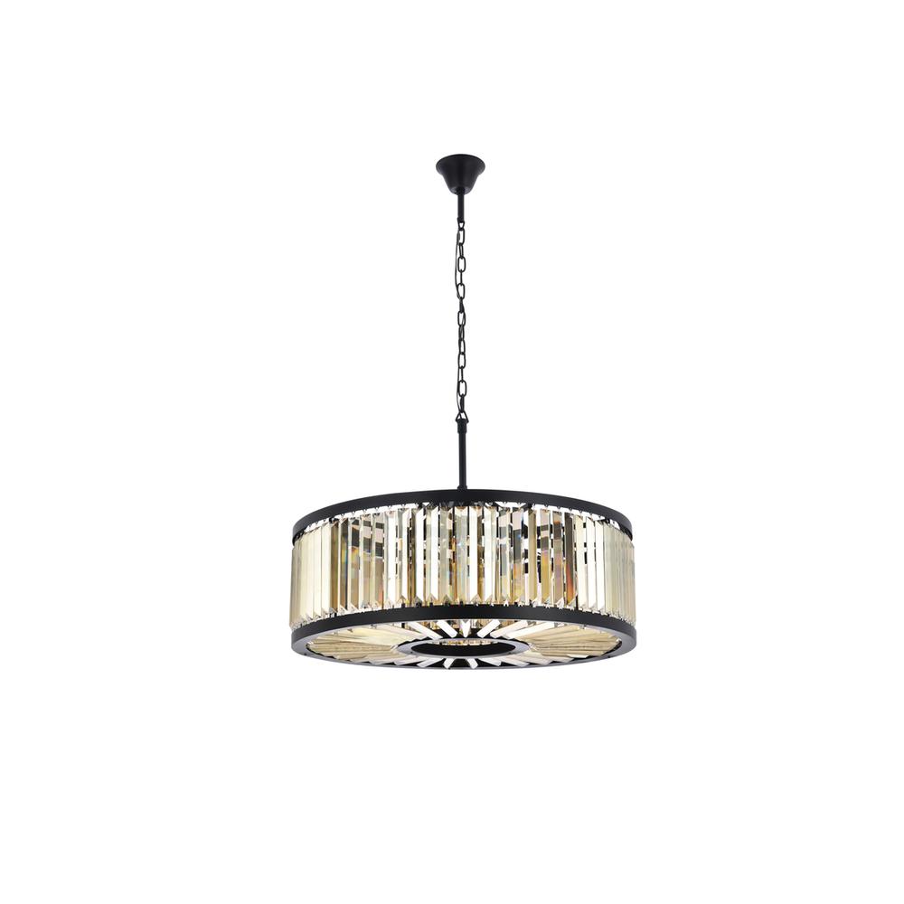 Chelsea 10 light Matte Black Chandelier Golden Teak (Smoky) Royal Cut Crystal. Picture 6