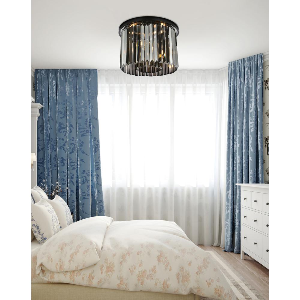 Sydney 6 light Matte Black Flush Mount Silver Shade (Grey) Royal Cut Crystal. Picture 8