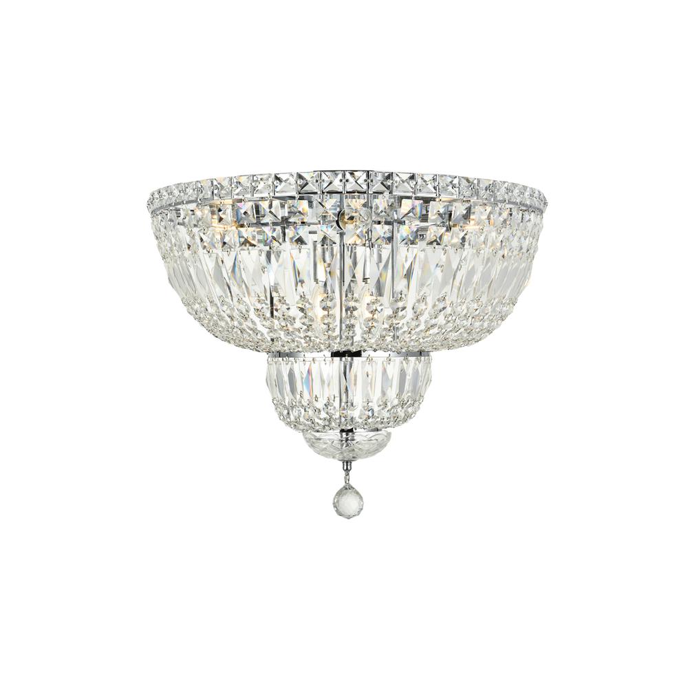 Tranquil 10 light Chrome Flush Mount Clear Royal Cut Crystal. Picture 6