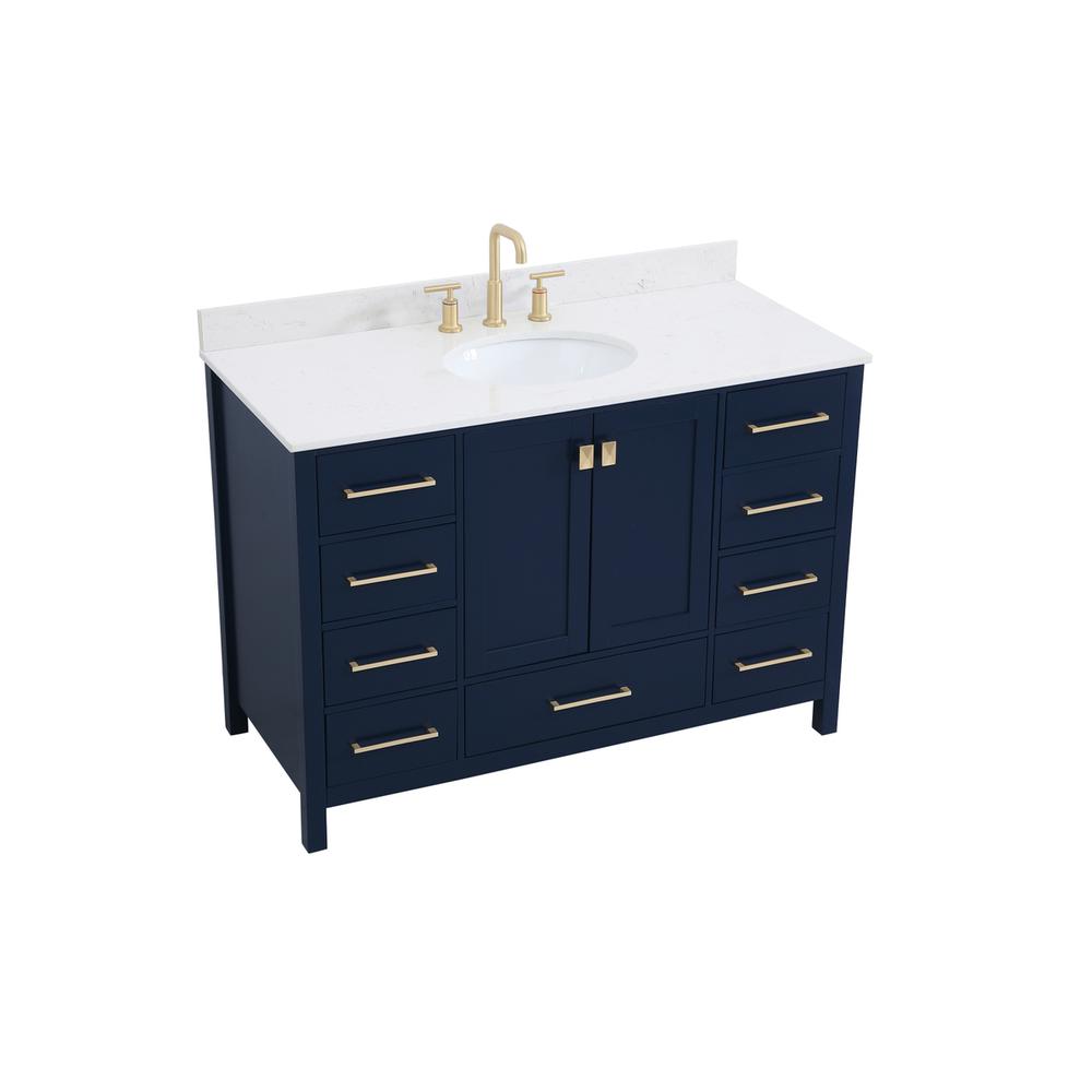 48 inch Single Bathroom Vanity in Blue with Backsplash. Picture 8