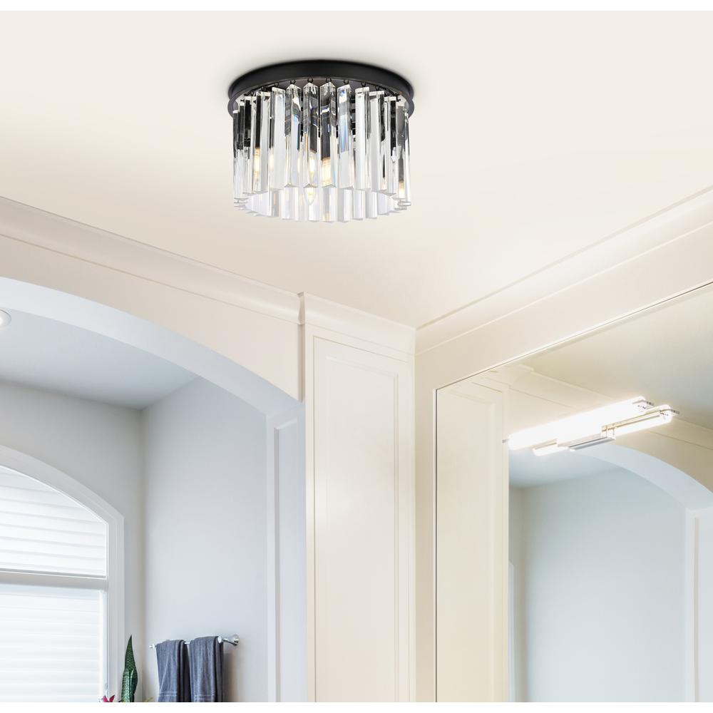 Sydney 3 light Matte Black Flush Mount Clear Royal Cut Crystal. Picture 8