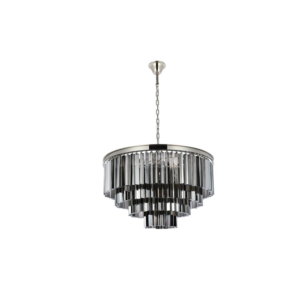 Sydney 17 light polished nickel Chandelier Silver Shade (Grey) Royal Cut Crystal. Picture 6