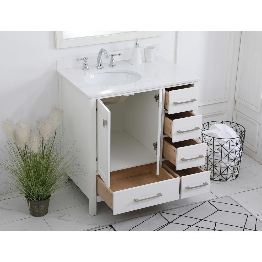 32 inch Single Bathroom Vanity in White with Backsplash. Picture 3