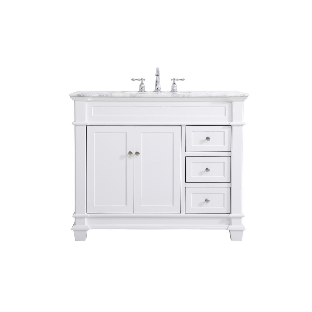 42 inch Single Bathroom Vanity set in White. Picture 1