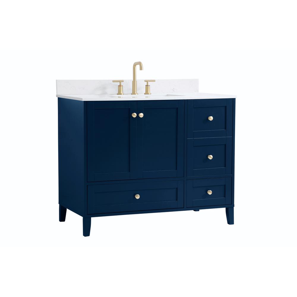 42 inch Single Bathroom Vanity in Blue with Backsplash. Picture 7