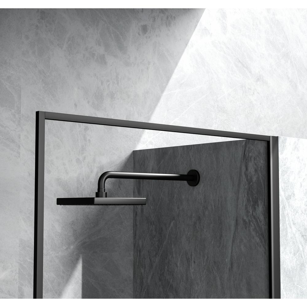 Fixed framed shower door 35 x 76 Matte Black. Picture 5