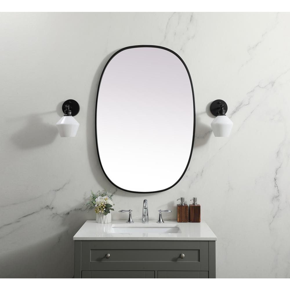 Metal Frame Oval Mirror 27x40 Inch in Black. Picture 11
