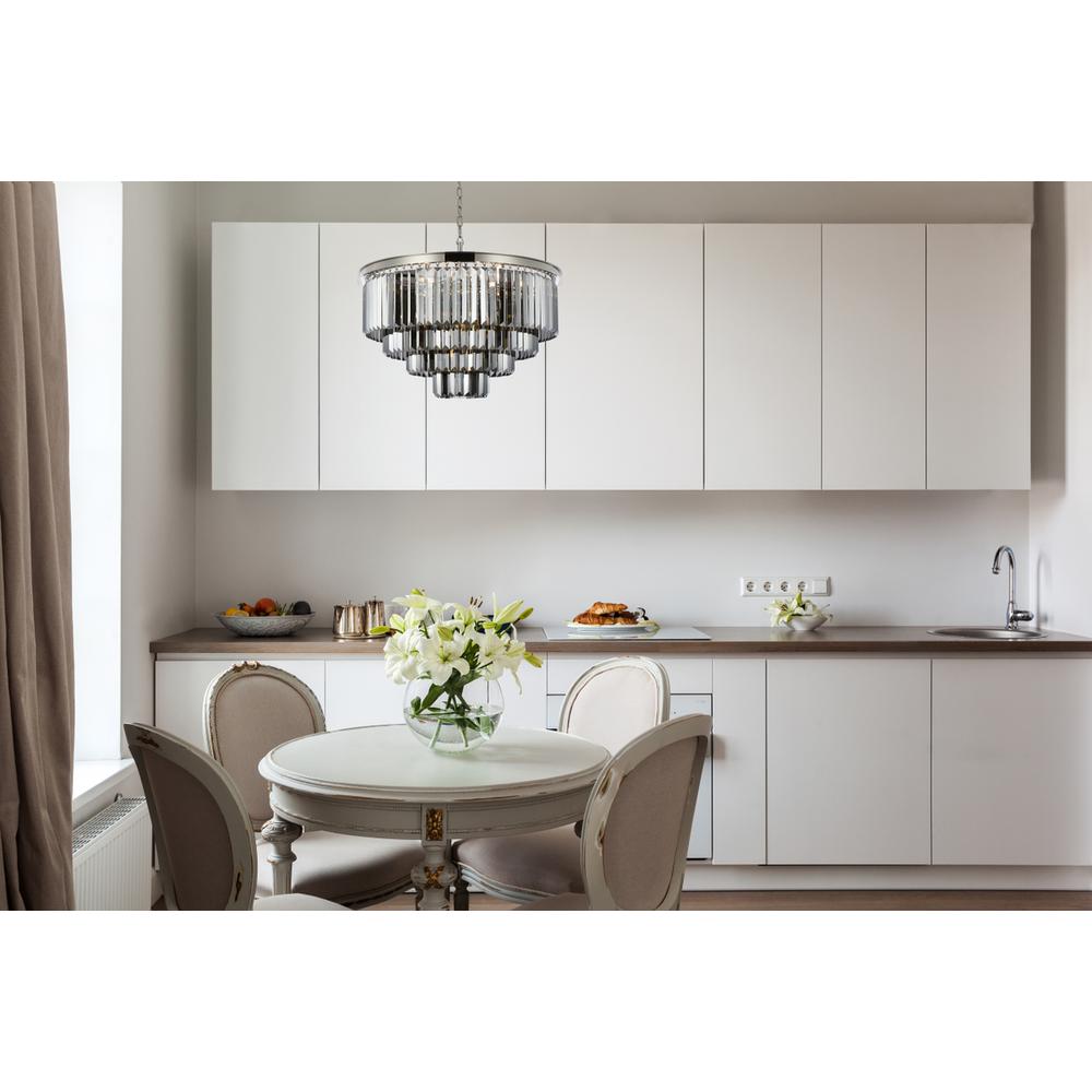 Sydney 17 light polished nickel Chandelier Silver Shade (Grey) Royal Cut Crystal. Picture 7