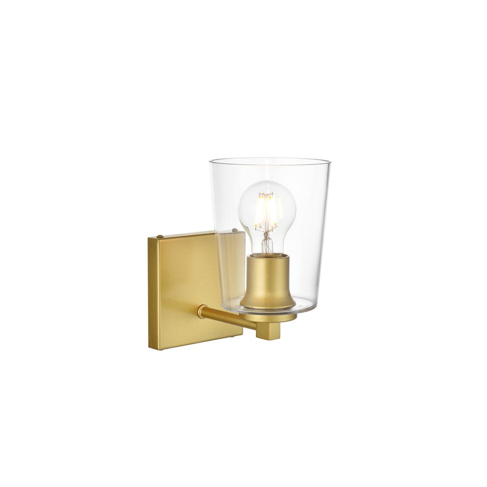 Kacey 1 light Brass and Clear Bath Sconce. Picture 3