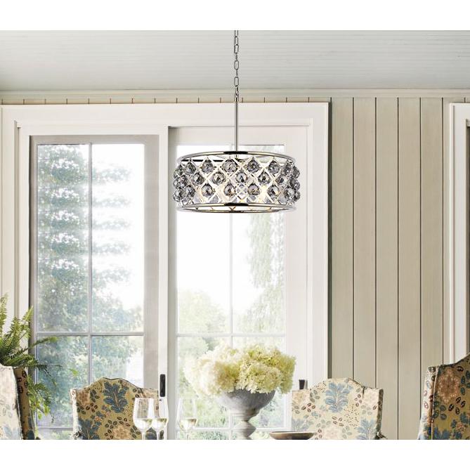 Madison 5 light polished Nickel Chandelier Silver Shade (Grey) Royal Cut Crystal. Picture 8