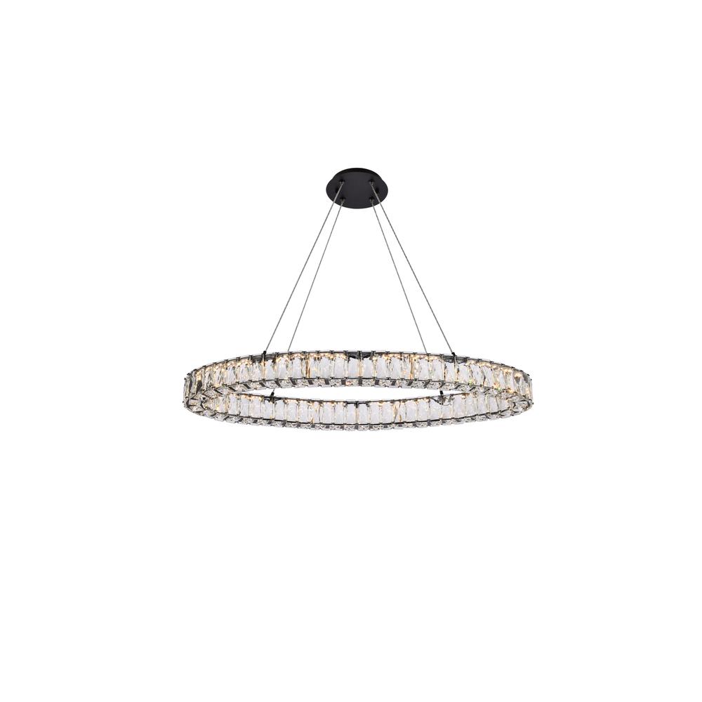 Monroe 36 inch LED oval Single pendant in black. Picture 1