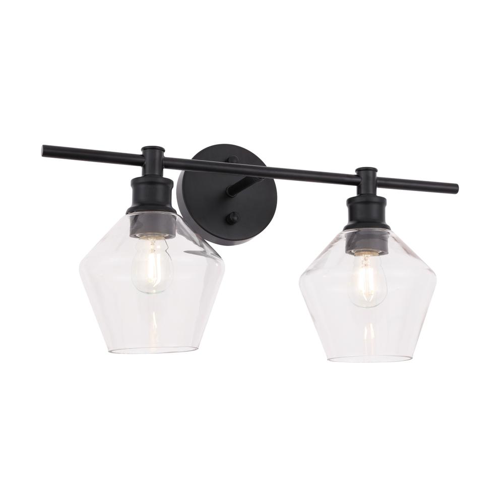 Gene 2 light Black and Clear glass Wall sconce. Picture 13