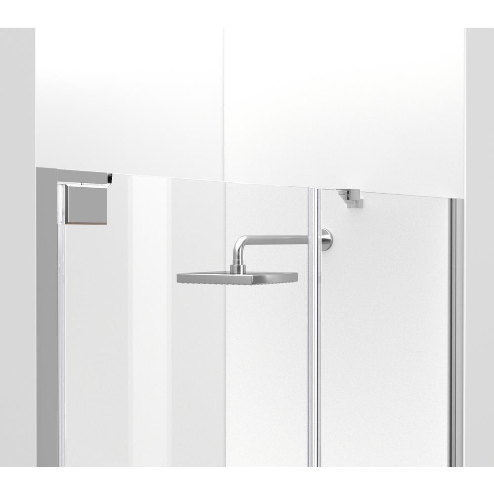Semi-frameless hinged shower door 60 x 72 Polished Chrome. Picture 6
