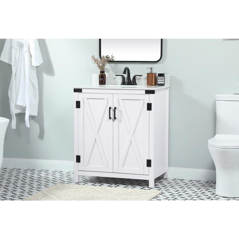 30 inch Single bathroom vanity in white with backsplash. Picture 2