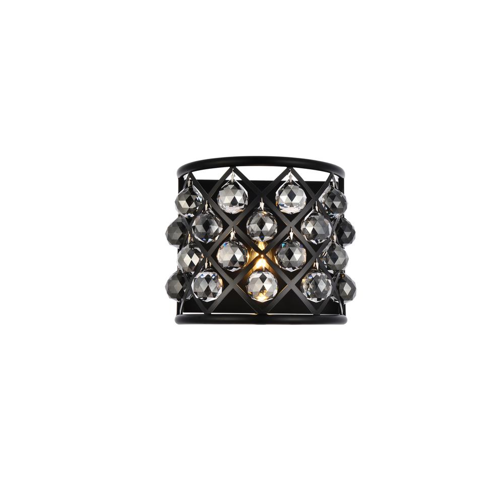 Madison 1 light Matte Black Wall Sconce Silver Shade (Grey) Royal Cut Crystal. Picture 1