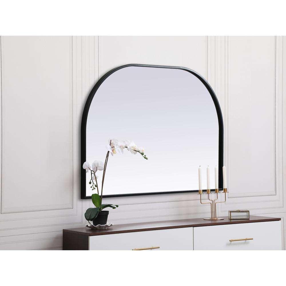 Metal Frame Arch Mirror 36x24 Inch in Black. Picture 4