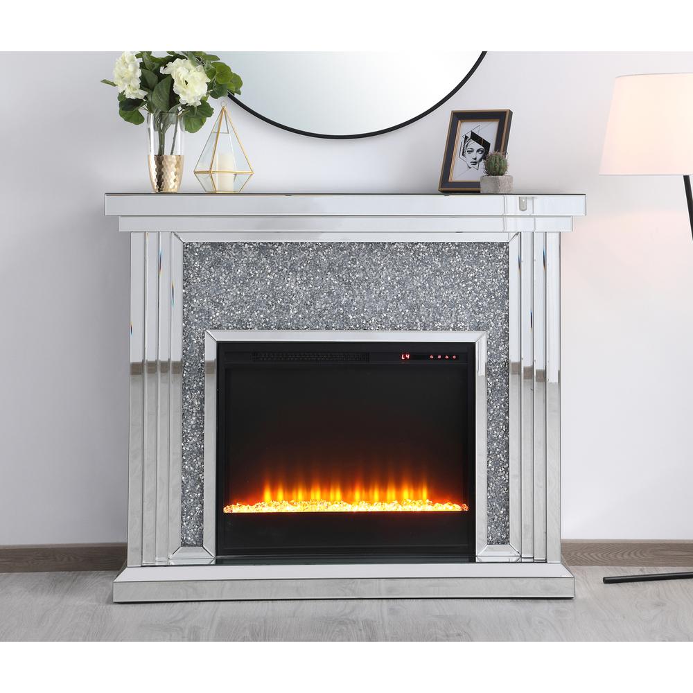 47.5 in. Crystal mirrored mantle with crystal insert fireplace. Picture 12