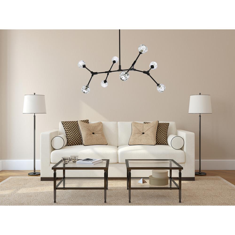 Zayne 8 Light Pendant in Black. Picture 8