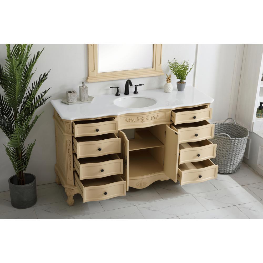 60 inch Single Bathroom vanity in Light Antique Beige. Picture 3