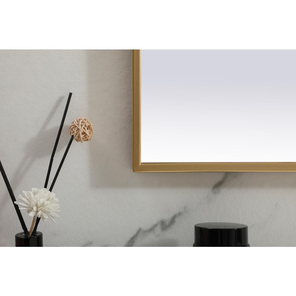 Metal Frame Arch Mirror 39x24 Inch in Brass. Picture 5