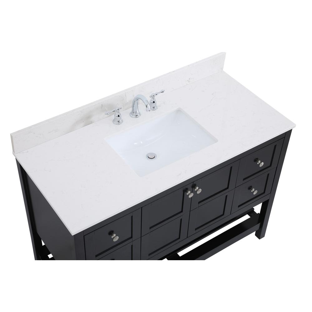 48 inch Single Bathroom Vanity in Black with Backsplash. Picture 10