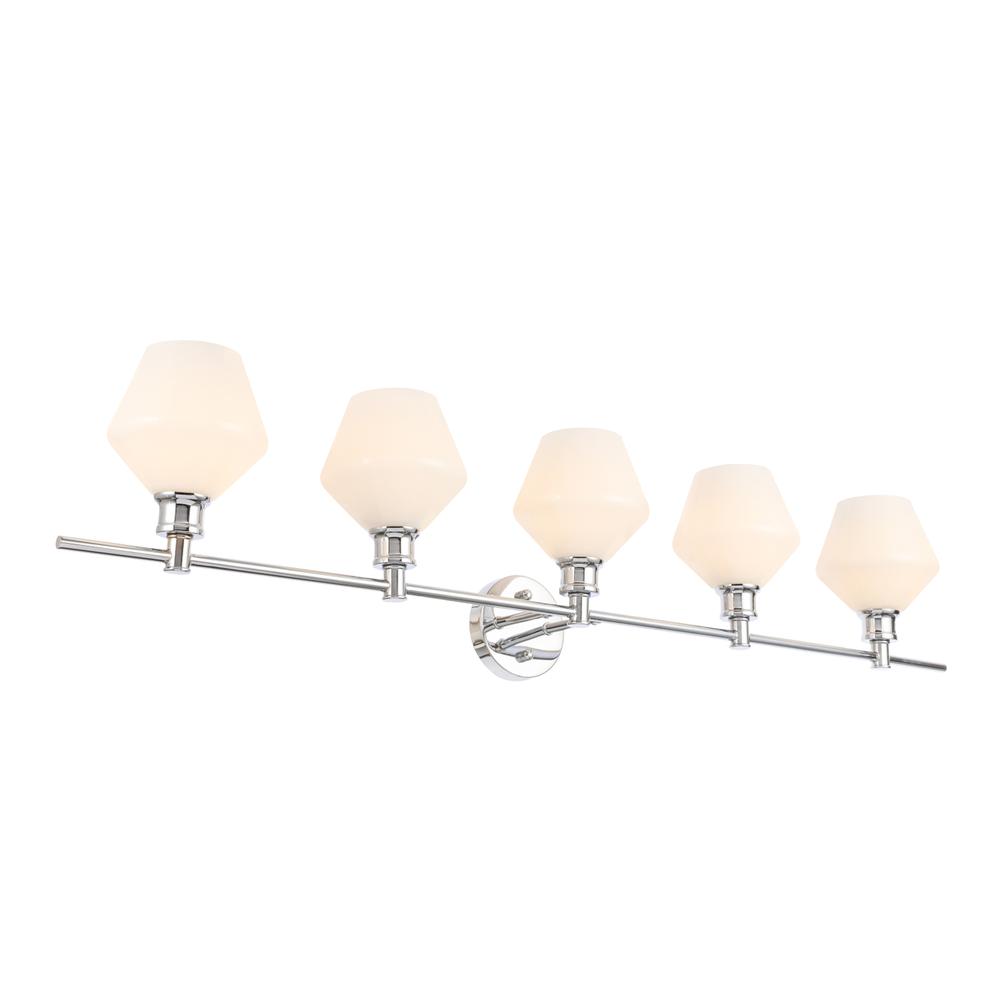 Gene 5 light Chrome and Frosted white glass Wall sconce. Picture 3