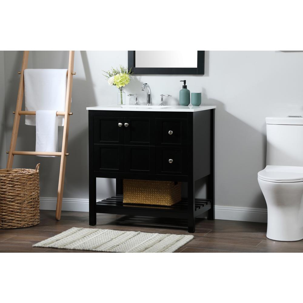 32 inch Single bathroom vanity in black. Picture 2