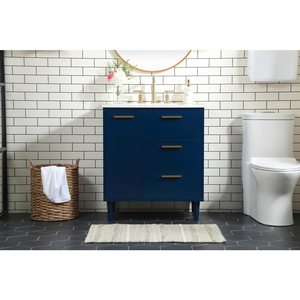 30 inch bathroom vanity in Blue. Picture 14