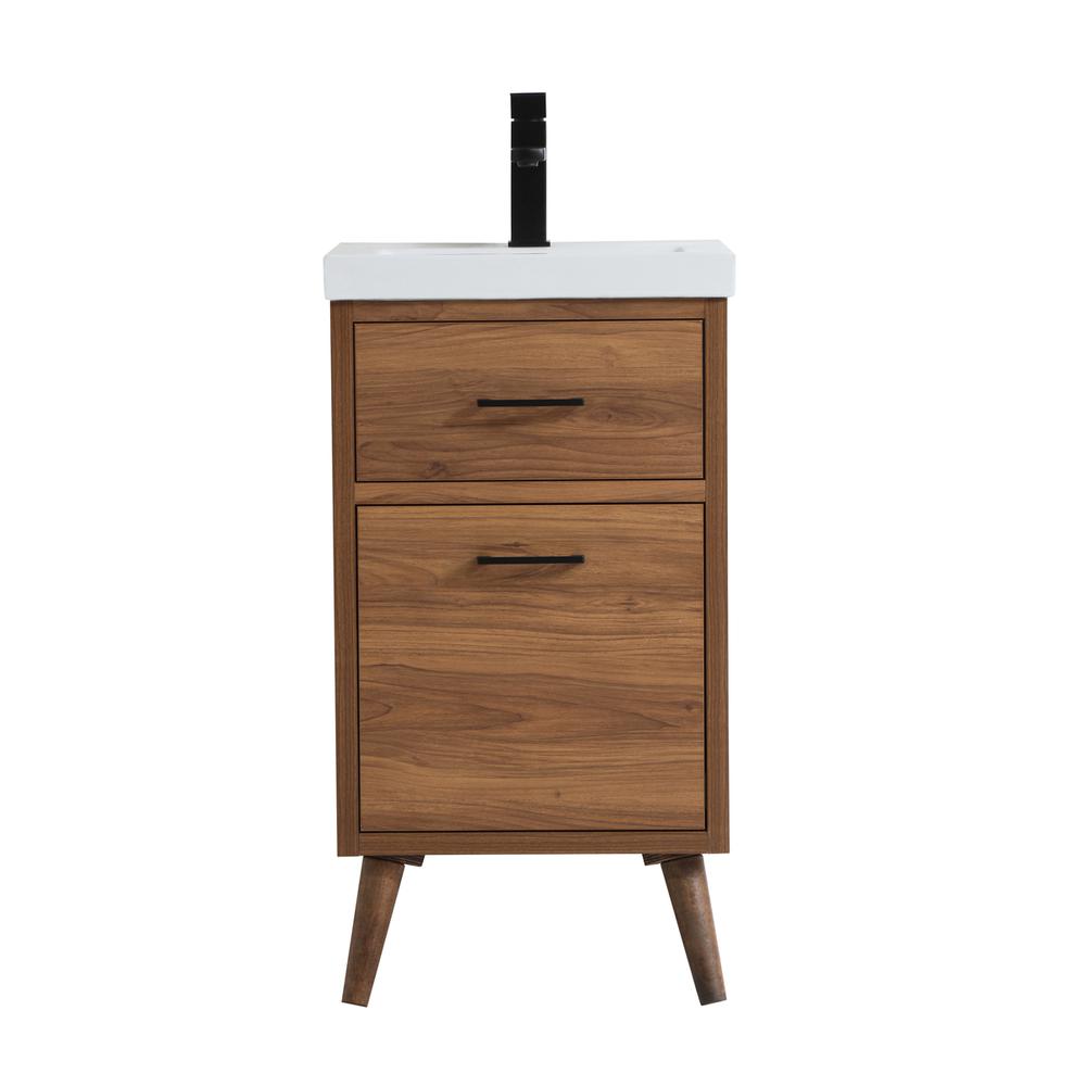 18 inch bathroom vanity in walnut brown. Picture 1